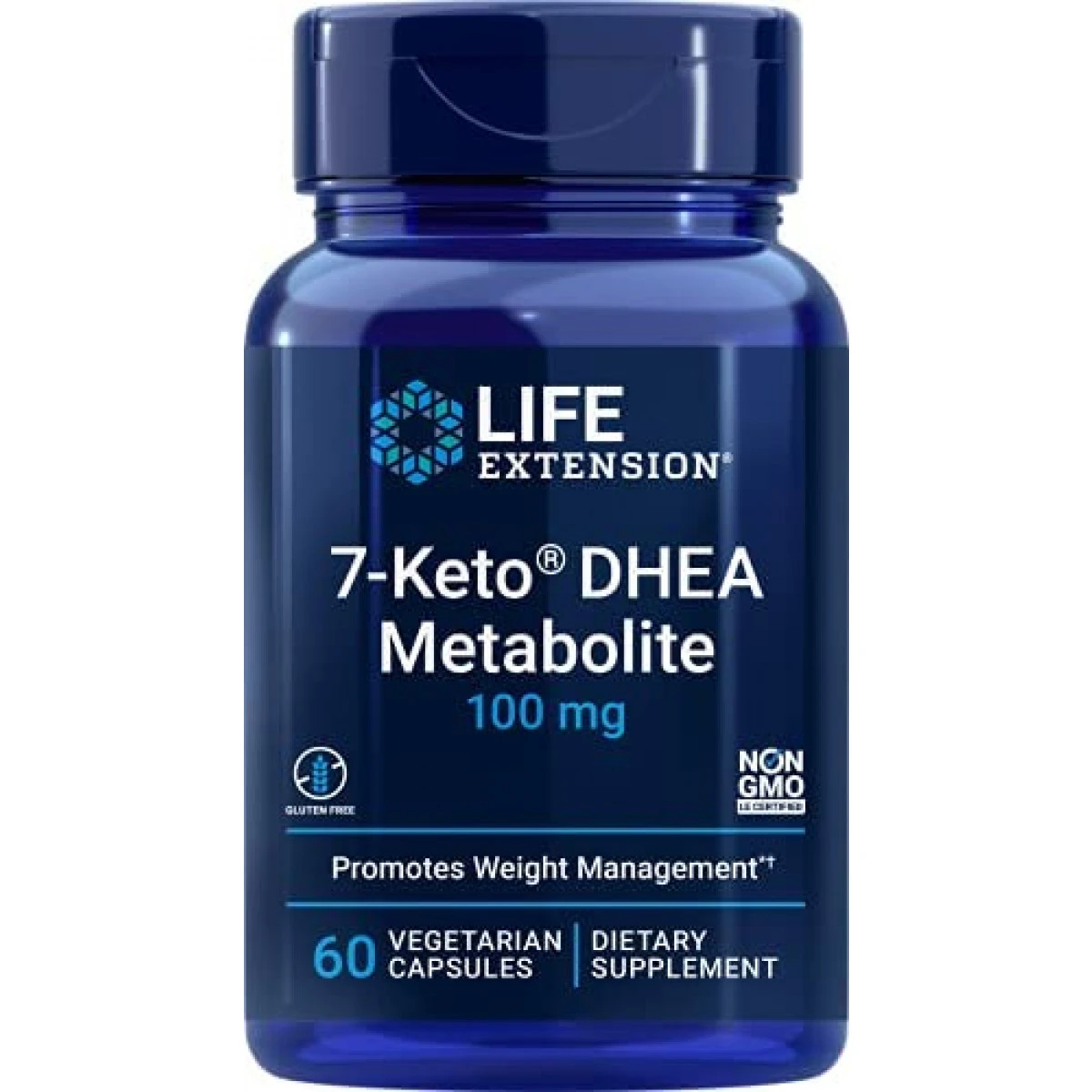 Life Extension 7-Keto DHEA Metabolite 100mg -for Weight Management & Hormone Balance - Dietary Supplement - Non-GMO, Gluten Free, 60 Vegetarian Capsules