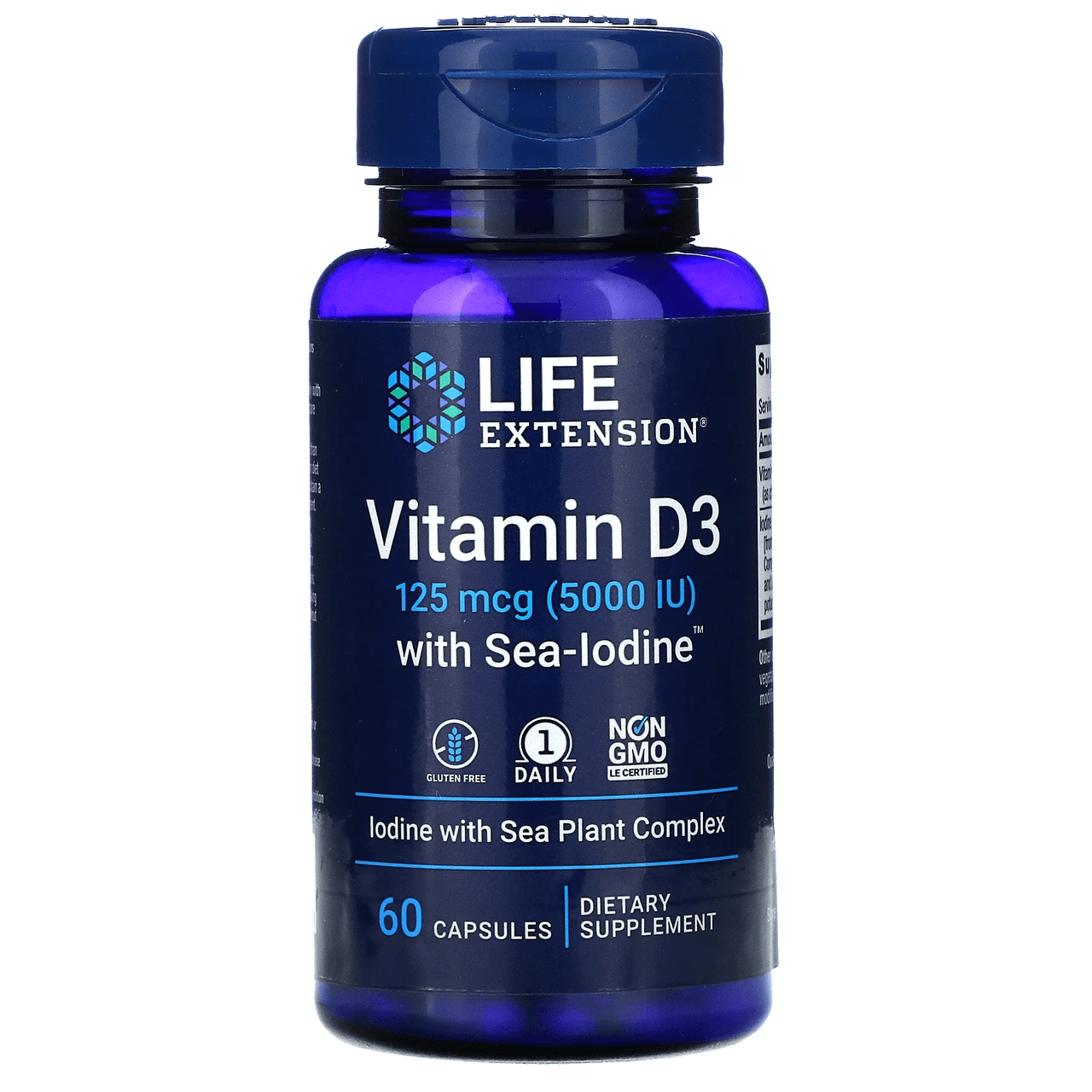 Life Extension Vitamin D3 With Sea-Iodine 5,000 IU, 60 Vegecaps