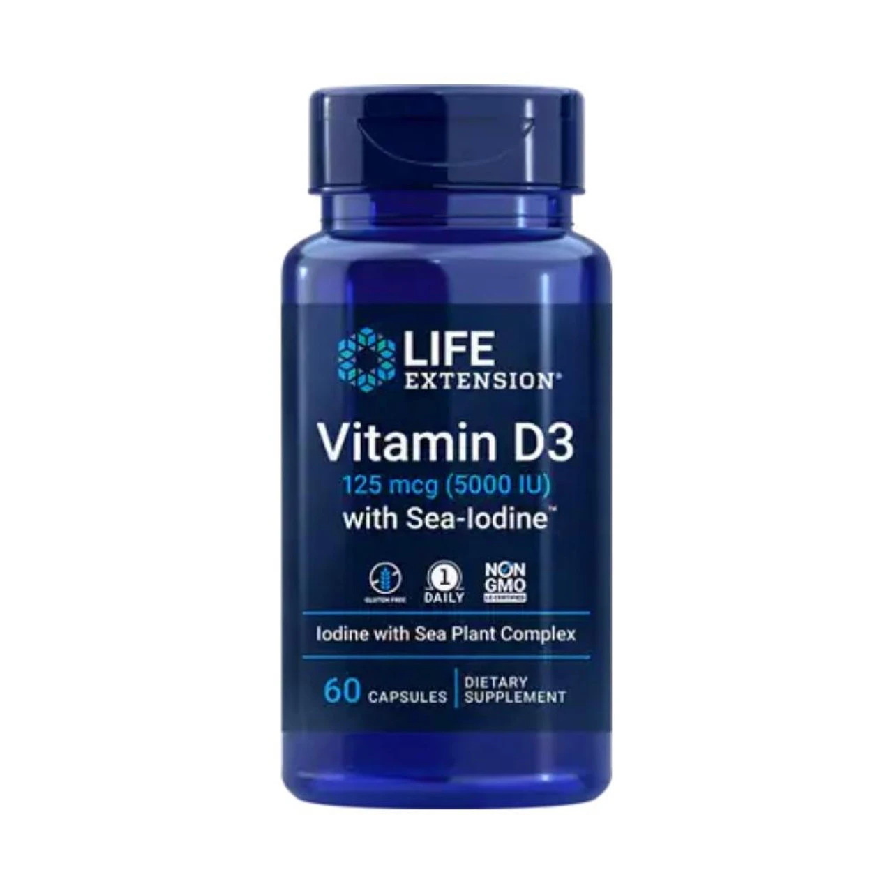 Life Extension Vitamin D3 With Sea-Iodine 5,000 IU 60 Capsules