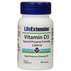 Life Extension Vitamin D3, 5000 IU, 60 Softgels (Package May Vary)