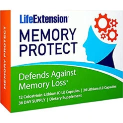 Life Extension Memory Protect, Powerful Dual Action Cognition And Memory Support, 12 Colostrinin-Lithium (C-Li) Capsules | 24 Lithium (Li) Capsules