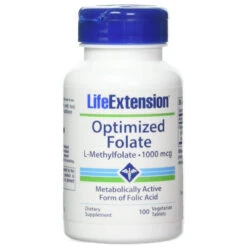 Life Extension Optimized Folate L-Methylfolate 1000 Mcg 100 Vegetarian Tablets (Pack Of 2)